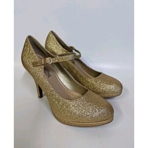 Cityclassified Comfort Sparkly Golden High Pump Heels  Women's Size 9